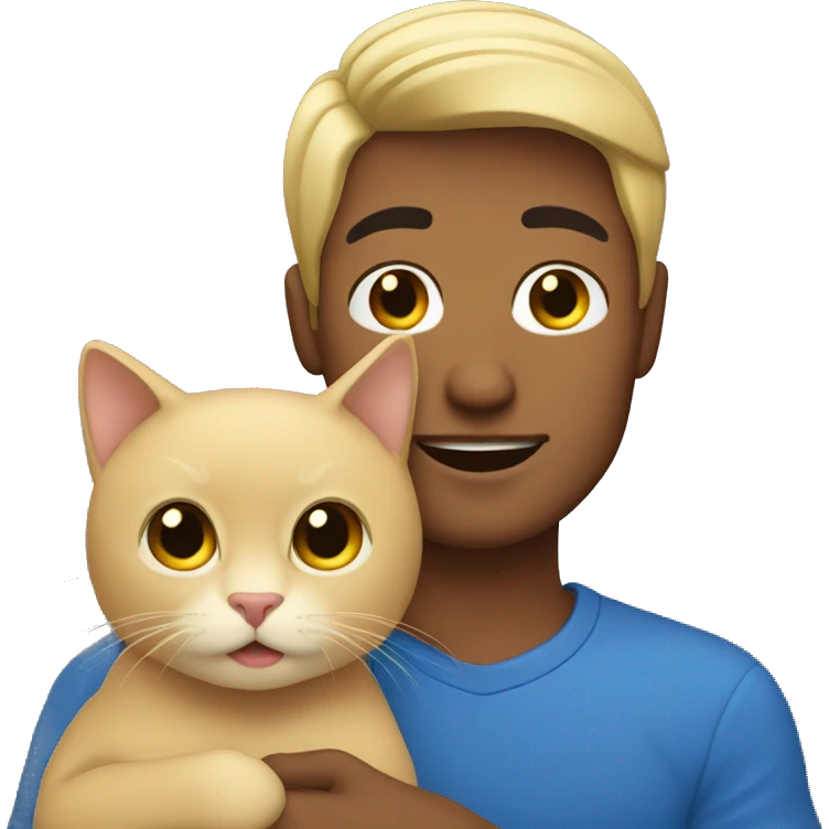 blonde latino man holding black cat emoji