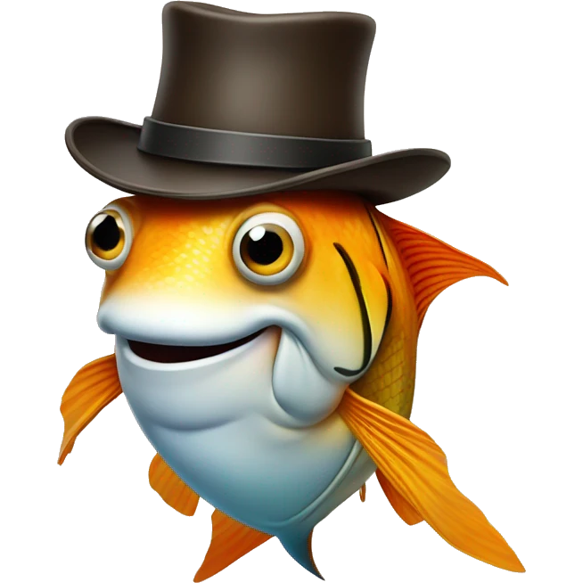 fish wearing a tophat and cowboy boots emoji