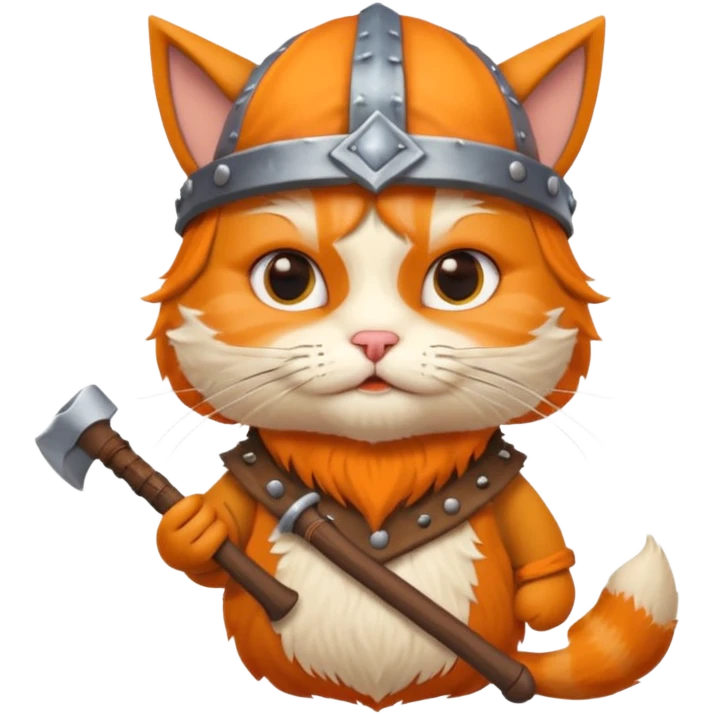 Viking Cat in viking hat holding tiny axe emoji