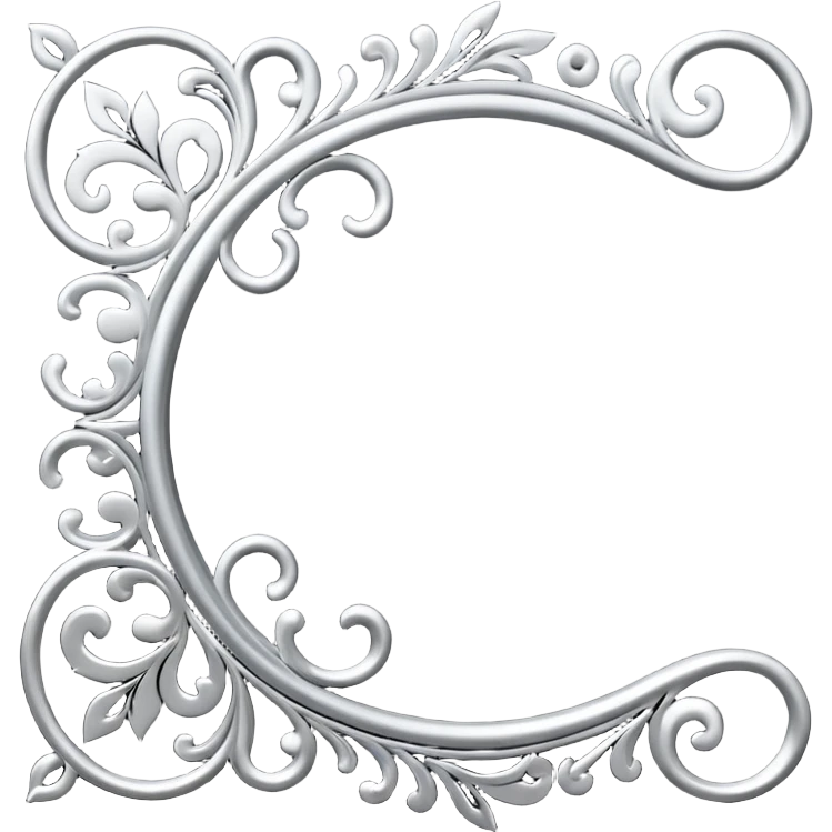 Black and silver filigree page divider, 3D, extremely detailed design emoji