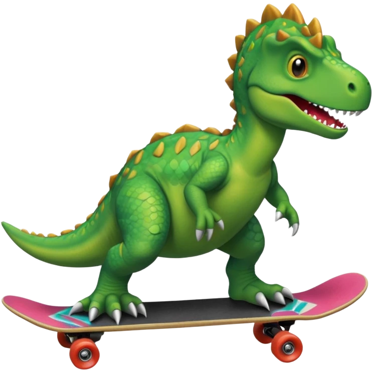 Dinosaur on a skateboard emoji