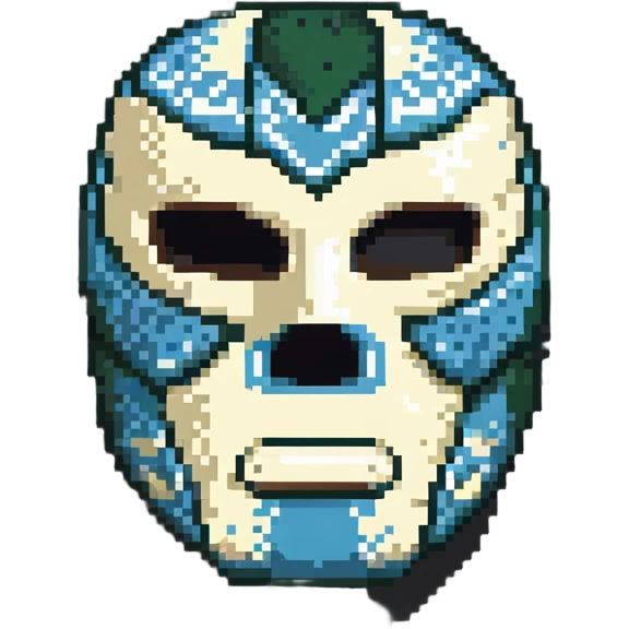 dark green, cream, and Carolina blue luchador mask emoji