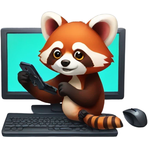 red panda playing pc games emoji