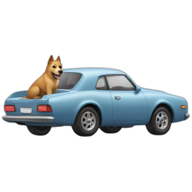 Dog and car emoji