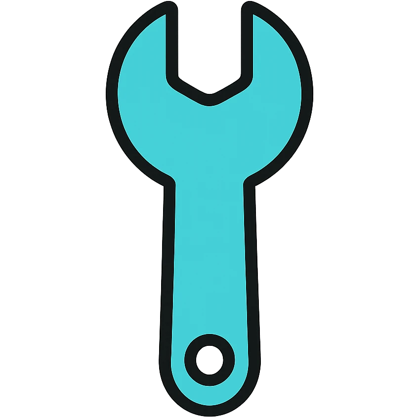 turquoise wrench, clean and professional emoji