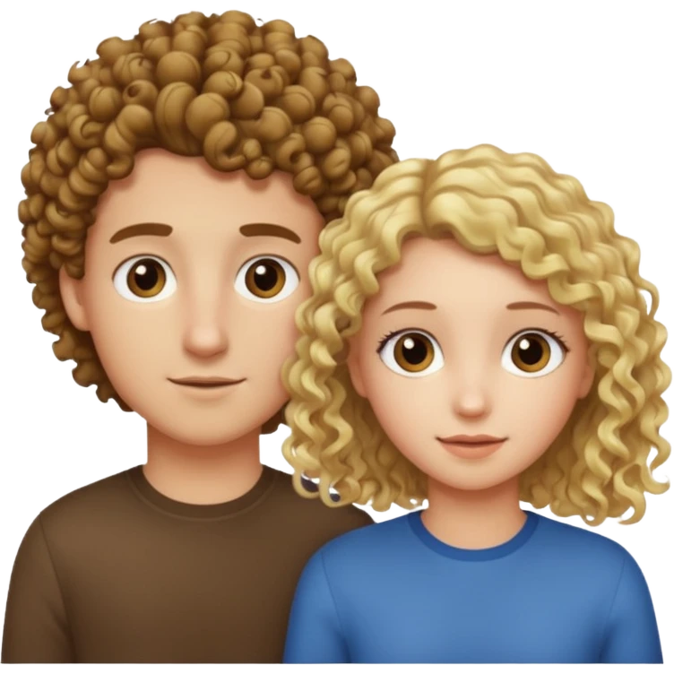 Băiat creț brunet și fata părul foarte drept și blond emoji