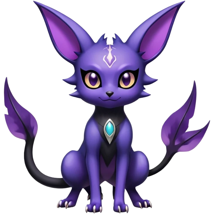 Shiny Exotic Badass Royal Mysterious Gothic Noibat-Espeon-Umbreon-Pokémon-Fakémon-hybrid-creature (full body) emoji