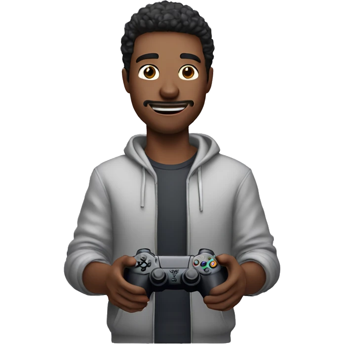 A GUY PLAYing video games on ps5 with a dumb look on his face emoji