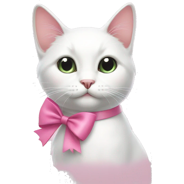 white cat with a pink bow  emoji