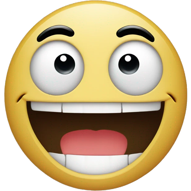 Smiley face with wide eyes looking left and a straight mouth emoji