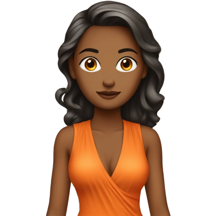 fashion orange dress with deep V emoji