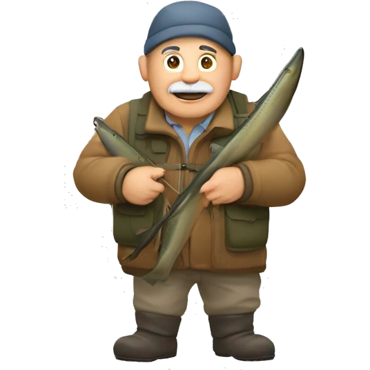 middle-aged guy hunting salmon emoji
