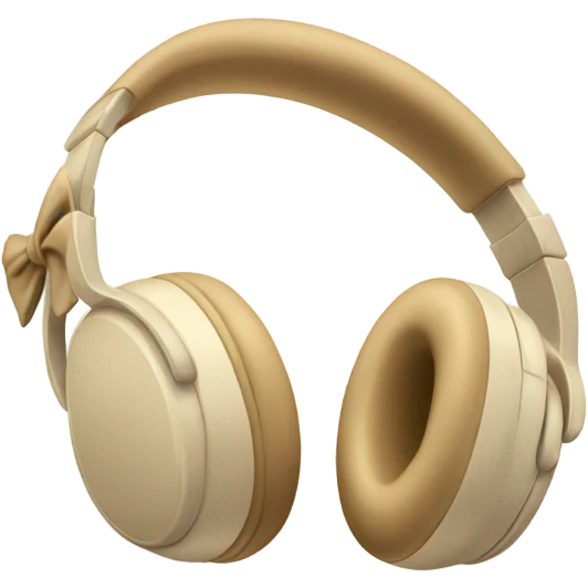 beige apple headphones with beige bows emoji
