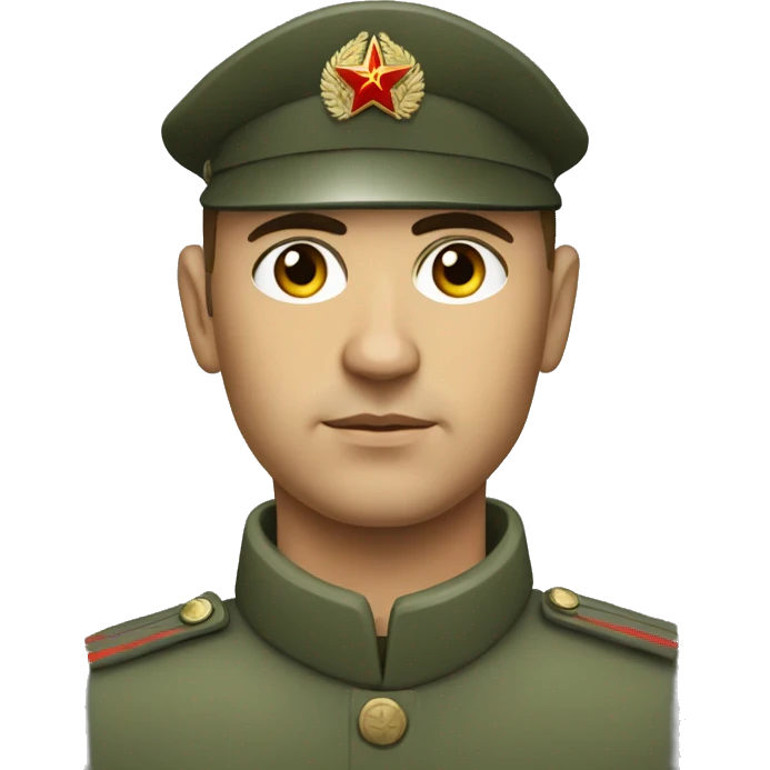 realistic ussr soldier serious with military takes emoji