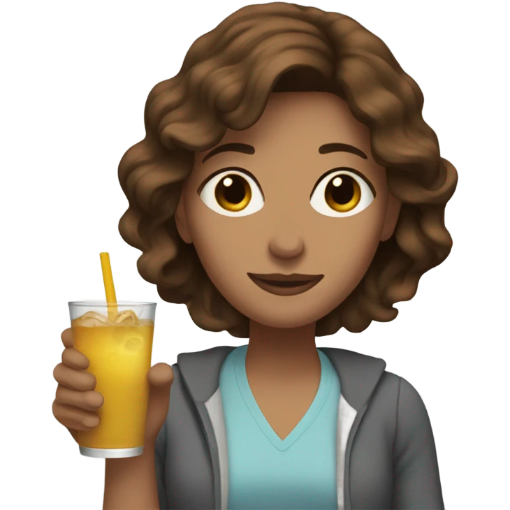 Woman brown hair faintedl on floor holding a drink  emoji