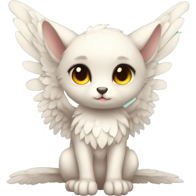 Anthro shy cute kawaii chibi winged animal hybrid full body emoji