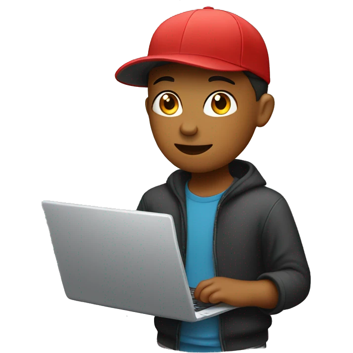 boy with cap and laptop emoji