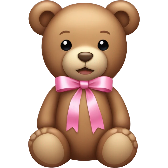 light brown teddy bear with a pink ribbon bow aesthetic emoji