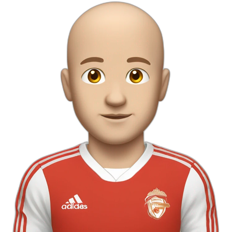White Boy going bald but with still some hair in red Adidas soccer tracksuit emoji