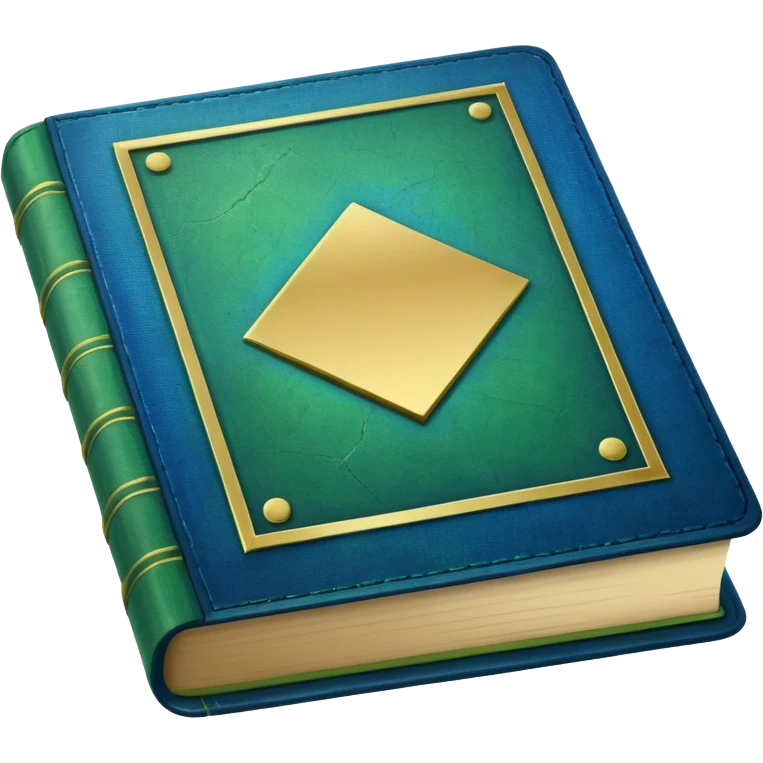 green and blue book with an abstract symbol on it emoji