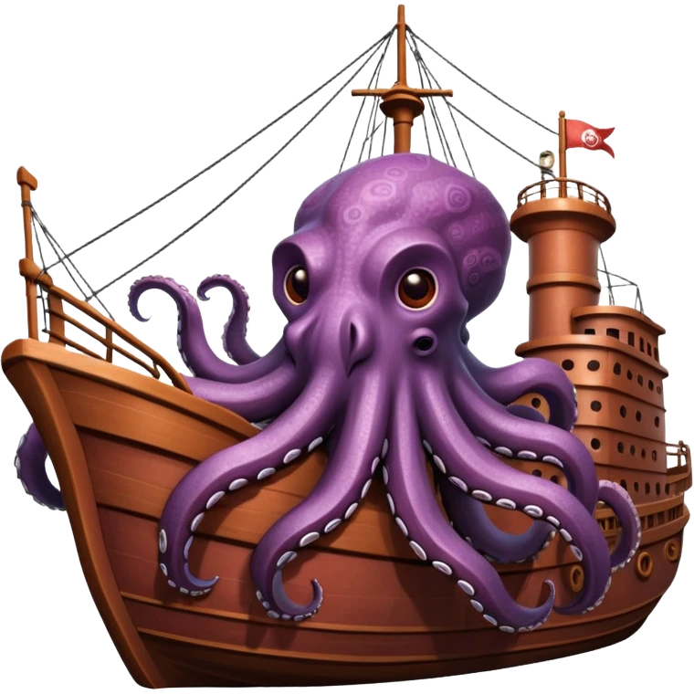 Kraken – Giant octopus with tentacles wrapping a ship emoji