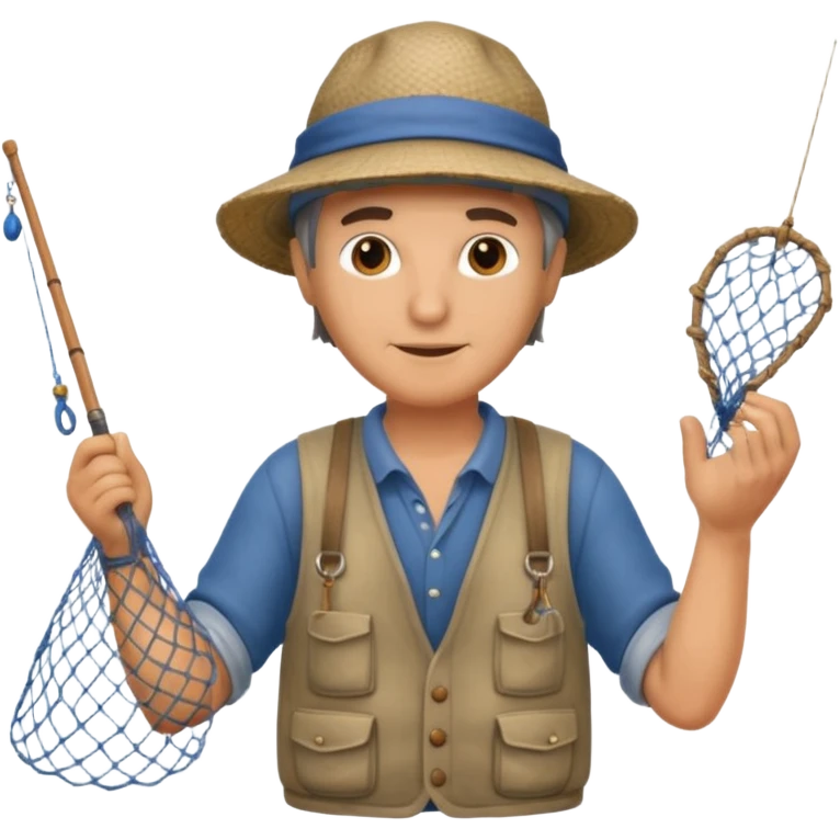 a fisherman is casting the fishing net emoji