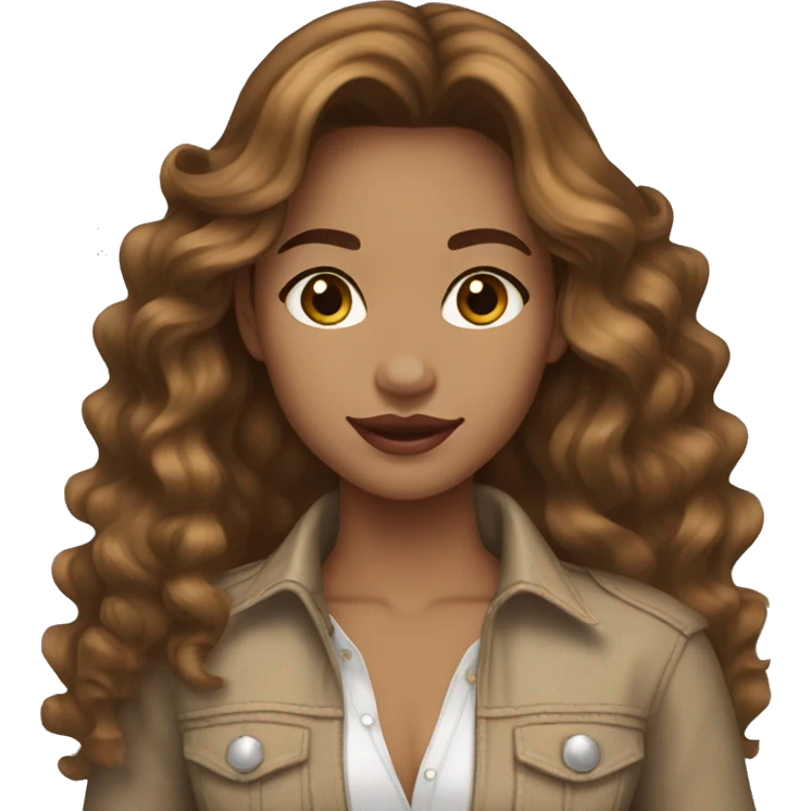 Cowgirl light skin, brown wavy hair emoji
