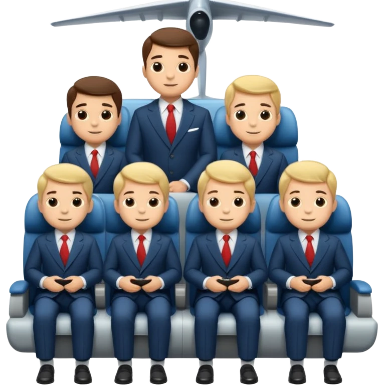 Little men with a suit, riding a plane emoji