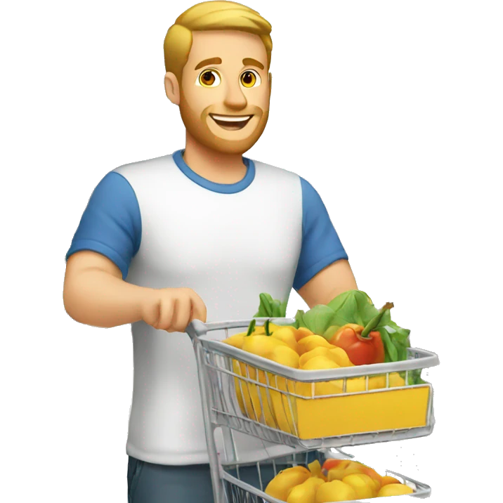 white man is going with product cart emoji