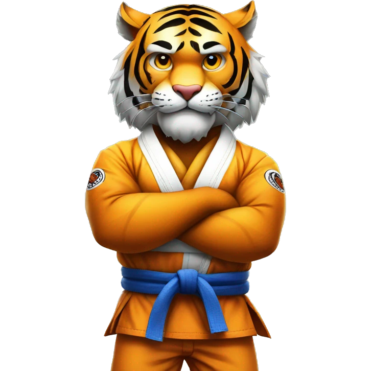 Tiger with evil face   jiu jitsu with his arms crossed emoji