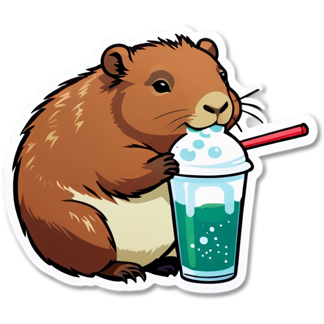 Capybara drinking boba emoji