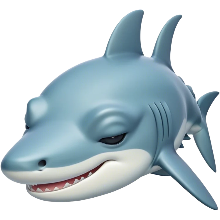 Meme-Worthy Cute Sleeping Hammerhead Shark Portrait Emoji, Head and body resting peacefully with a contented expression, showcasing its uniquely shaped hammerhead with closed, serene eyes and a relaxed, streamlined form, Simplified yet adorably endearing features, highly detailed, glowing with a soft, drowsy ocean light, high shine, relaxed and utterly lovable, stylized with an air of playful laziness, soft glowing outline, capturing the essence of a sleeping hammerhead that feels destined to become the next viral icon of adorable slumber! emoji