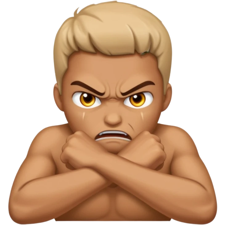 Manos juntas con cara de malo emoji