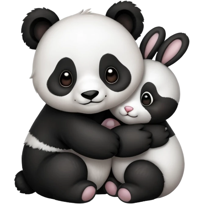 Cute panda and bunny love  emoji