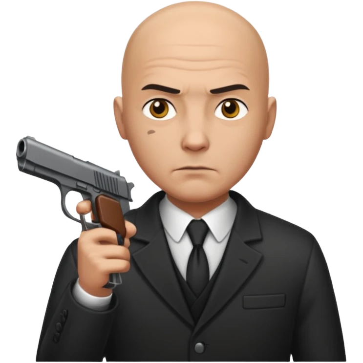 bald hitman with pistol emoji