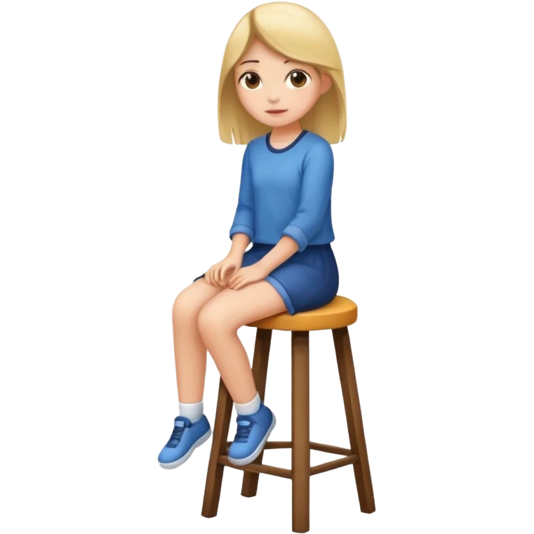 a girl is sitting on a stool whole body toward left side emoji