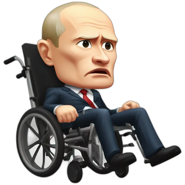 angry vladimir putin on tasty meat cube in small wheelchair emoji