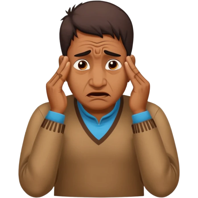 A caricature-style sticker of an Indian man facepalming with frustration but still looking humorous. Add text: ‘Seriously??’ emoji