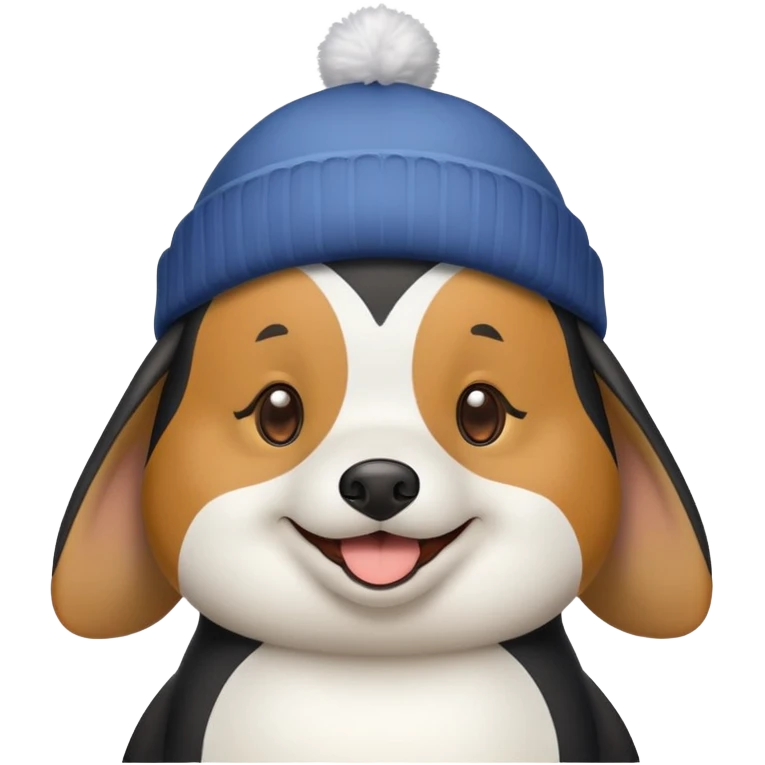 dog wearing a penguin hat emoji