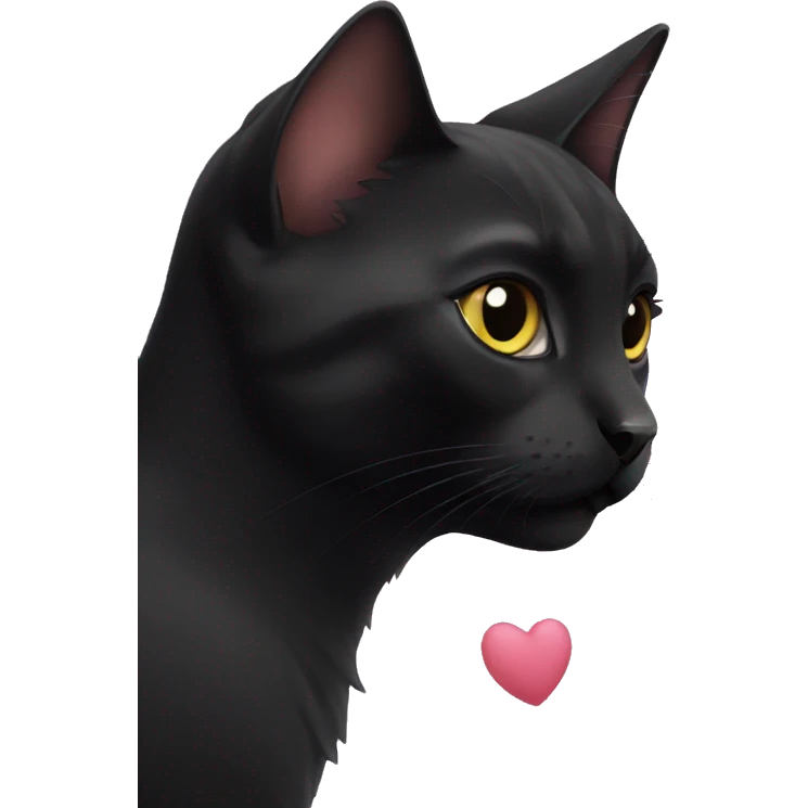 Black cat with heart emoji