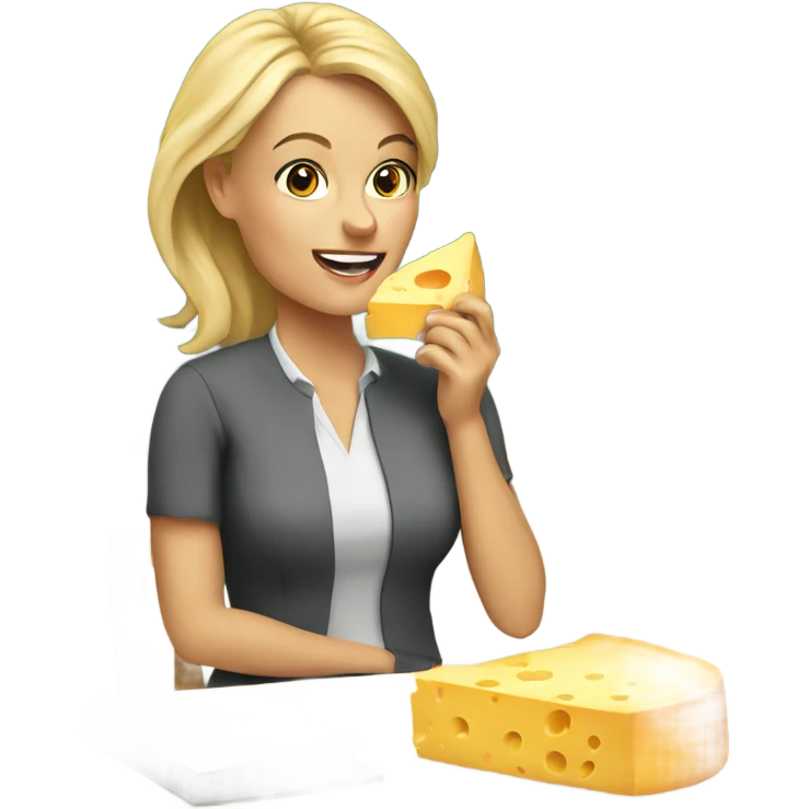 Blonder teacher eating cheese emoji