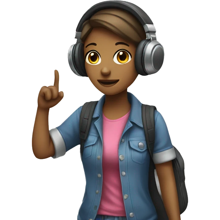 a girl with headphones walking emoji