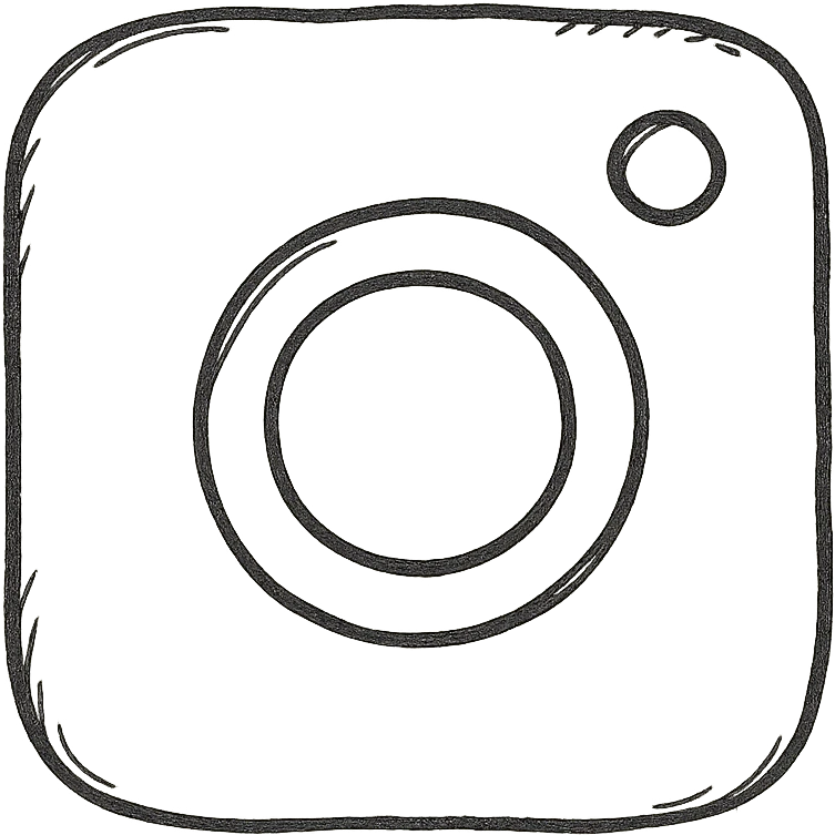 Instagram logo simple black and white hand-drawn style emoji