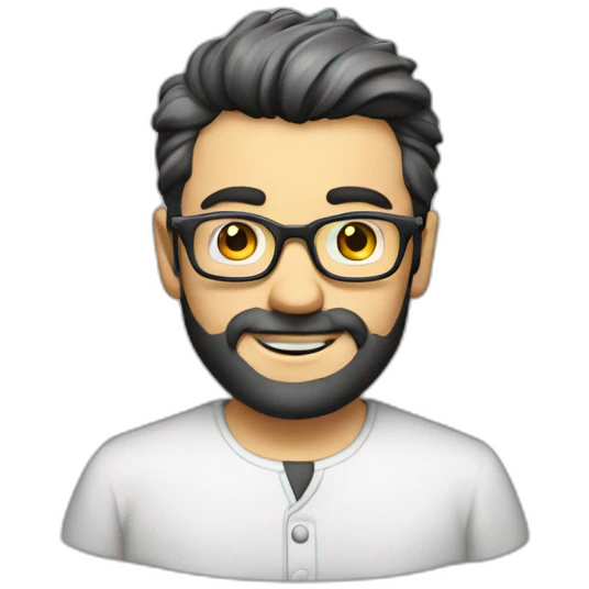 homme chauve blouse chimie lunettes emoji