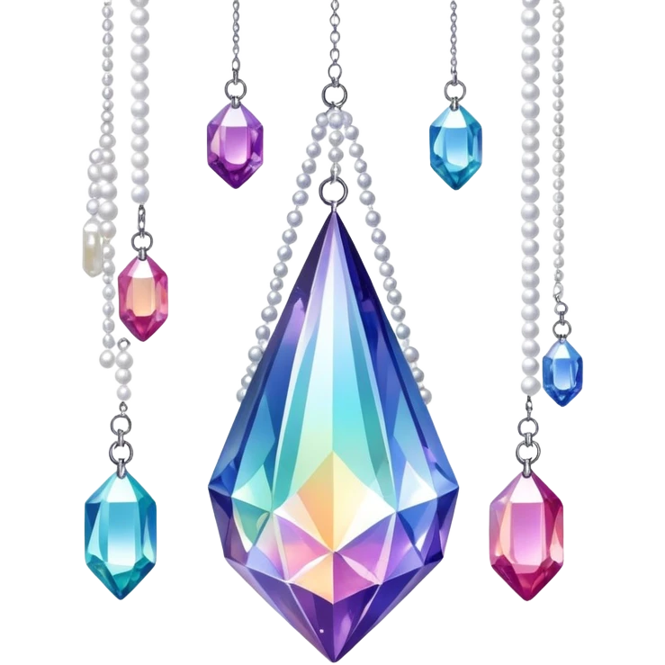 Iridescent big giant glistening glossy sparkly shiny glittery hanging crystals pearls and beads and gemstones decorations emoji