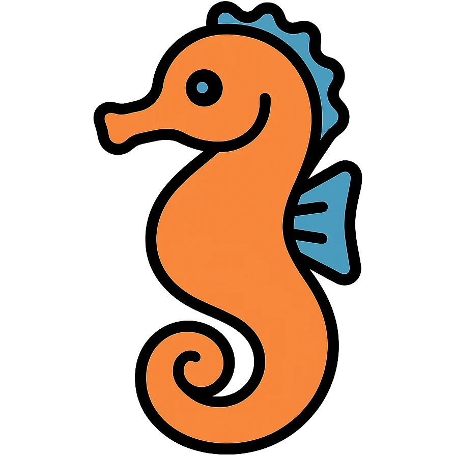 orange seahorse facing left emoji