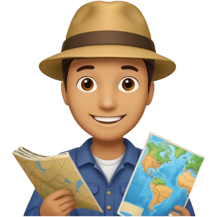 Man + hat + map,Jungle Explorers. emoji