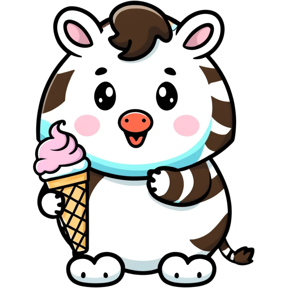 Zebra eating ice cream  emoji