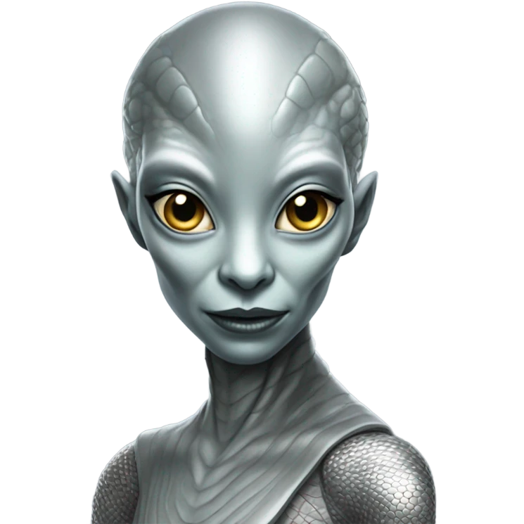 reptilian alien woman in silver emoji