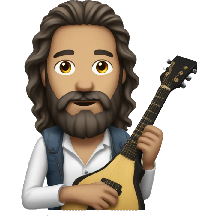 musician, man, long hair, beard emoji